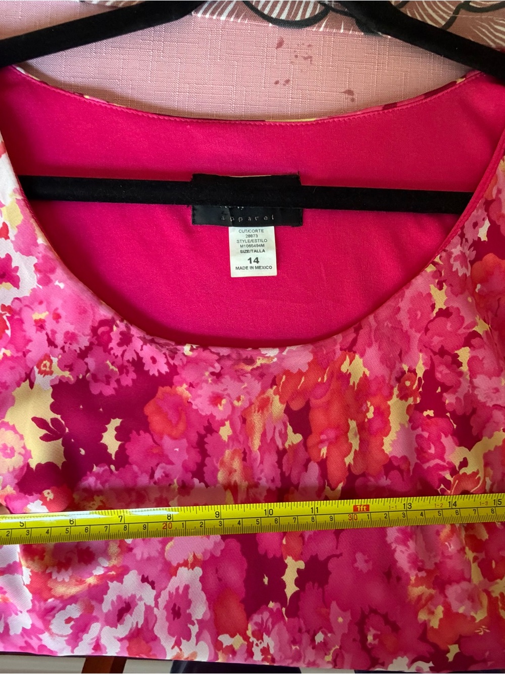 connected apparel Hot Pink Floral Print Sleeveless lined Dress size 14 - Picture 8 of 10